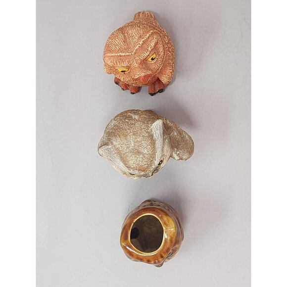 Set Of 3 Vintage Owl Figurines Handpainted Detailed Home Decor Collectibles - Picture 5 of 11